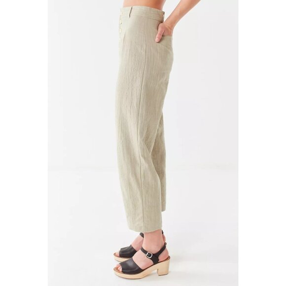 Urban Outfitters Maria Button-Fly Tapered Trouser, Taupe, Size 0 - Picture 4 of 4